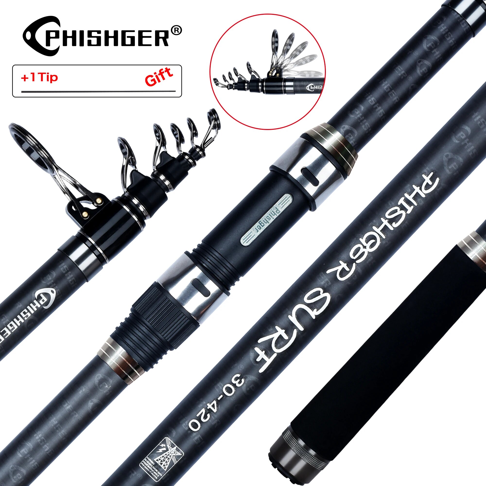 Fishing Rod Surf - PHISHGER teleskopowa wędka spinningowa do surfingu