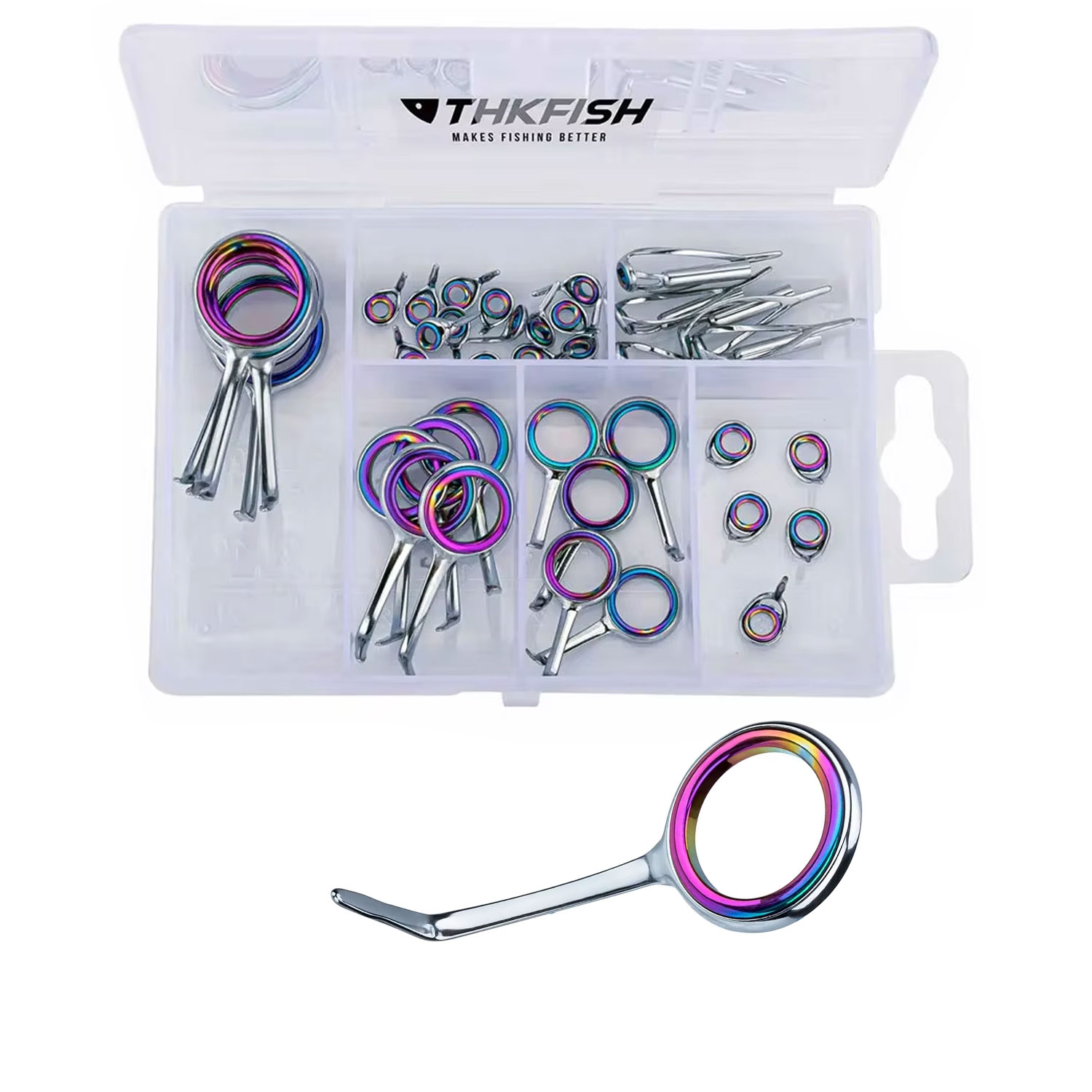 Fishing Rod Tip Replacement - 40szt Kolorowe prowadnice wędki Zestaw pierścieni