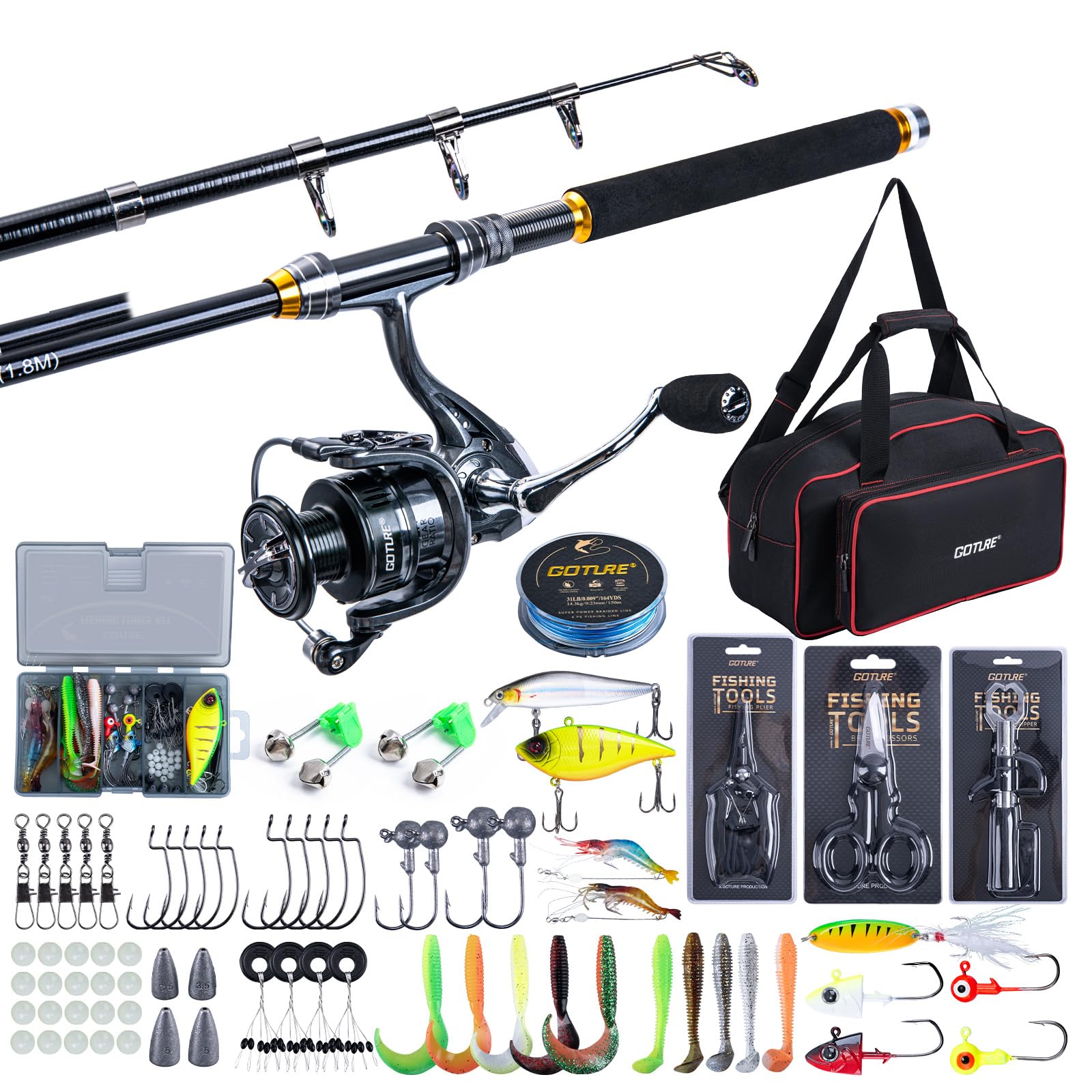 Fishing Rod Combo - Zestawy wędkarskie Goture: teleskopowa wędka i